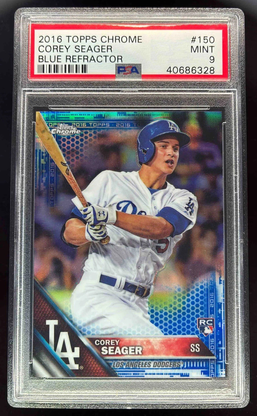 2016 Topps Chrome 150 Corey Seager Blue Refractor /150 ROOKIE RC PSA 9 MINT