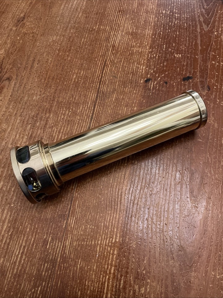 Beautiful Vintage Brass Kaleidoscope W/ Flowers Trinkets Colorful Gems 10”