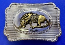 End Of The Trail - Vintage Cowboys Horse With Head Down Two Tone Belt Buckle