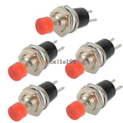 5PCS Red Lockless ON/OFF Push button Switch Press the reset switch PBS-110 #vn