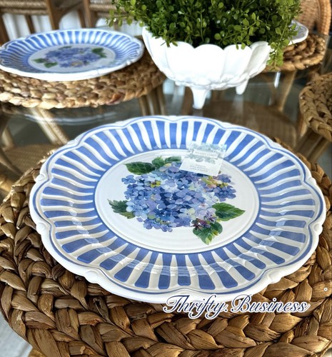 Shabby Chic 4 Melamin 11" Speiseteller blau & weiß Hortensien - Bild 5 von 10