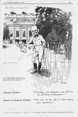 JOHNNIE WALKER WHISKY Ghost of Cardinal Wolsey - antike Werbung 1922