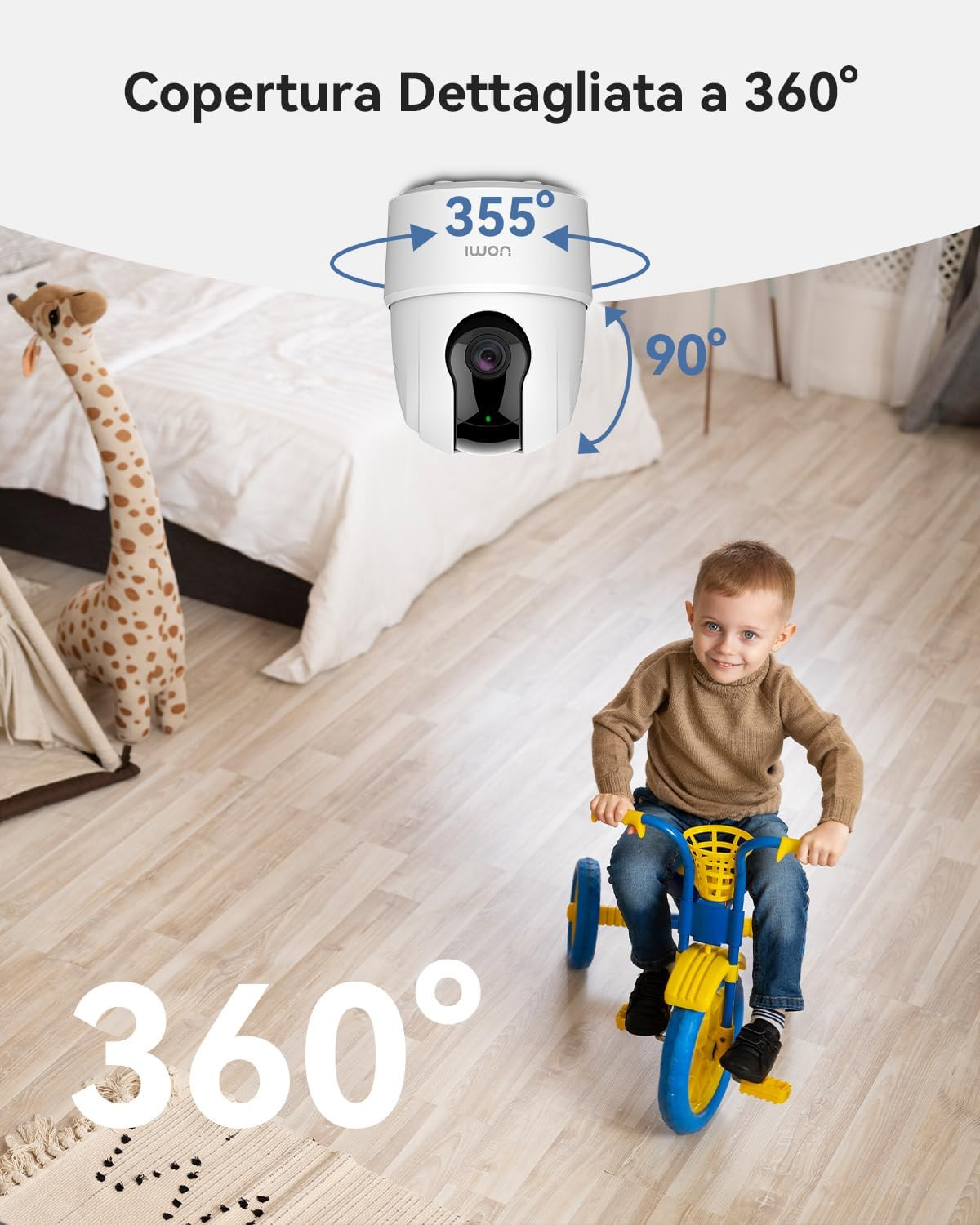3MP Telecamera Wi-Fi Interno, 2K Videocamera Di Sorveglianza, Tracciamento Del M - 3