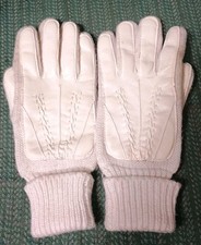 Women's Acrylic Knit Winter Gloves White Vintage OSFA