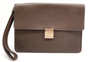 Auth Louis Vuitton Taiga Selenga Brown Clutch Bag M30788 NS100264