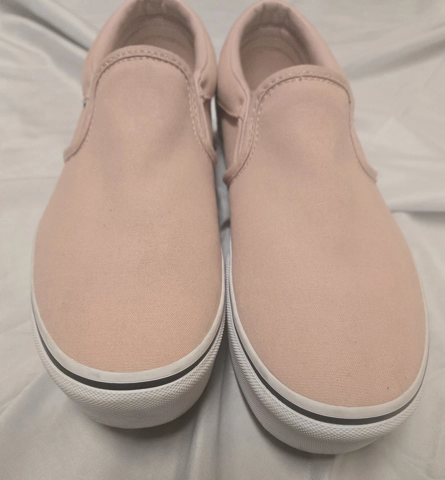 Sapato Feminino Slip-on Vans Asher Platform ST Tamanho 10 em Rosa Claro e Branco - Imagem 4 de 4