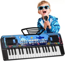 Upgraded 37 Keys Kids Piano Keyboard with Microphone Music Stand   Portable...
