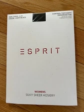 Esprit Women's Silky Sheer Pantyhose Light Black Control Top Nylon Sz C/D