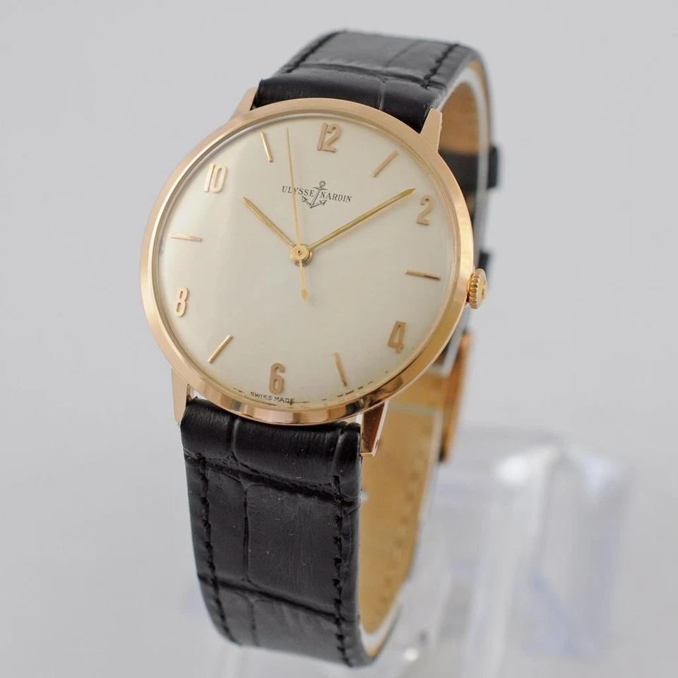 RELOJ ULYSSE NARDIN AUTÉNTICO ORO MACIZO 18K CUERDA MANUAL TAMAÑO MEDIANO ESFERA DE FÁBRICA Foto 4 de 4