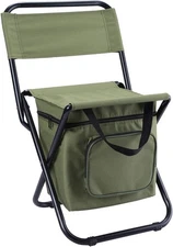 LEADALLWAY Fishing Chair with Cooler Bag Compact Fishing Stool Foldable Camping 