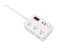 Commercial Electric 8 ft. 6-Outlet Surge Protector with 2 USB-A and 2 USB-C,