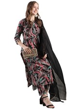 GoSriKi Women's Rayon Blend Straight Printed Kurta with Pant  Dupatta