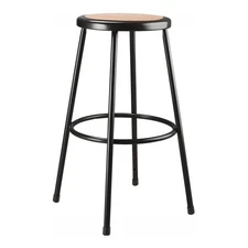 Pemberly Row 30" Modern Metal and Wood Heavy Duty Stool in Black