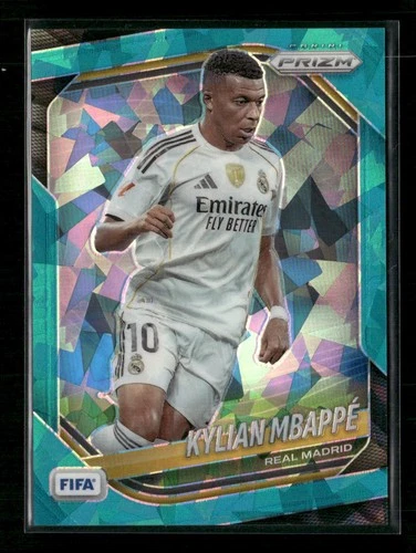 2025-26 Prizm FIFA Kylian Mbappe Teal Cracked Ice Prizm #/99 #181