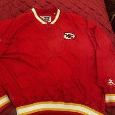 VINTAGE 90s Starter Pro Line Kansas City Chiefs NFL Pullover Jacket Red Size L
