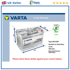 AGM Car Battery fits VOLVO C30 S60 XC40 C70 C40 V40 940 740 Stop Start