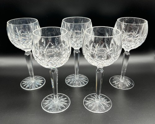 Waterford Crystal Lismore Balloon Hock 6 oz. Wine Glass Set of 5 Clear Elegant - Picture 1 of 8