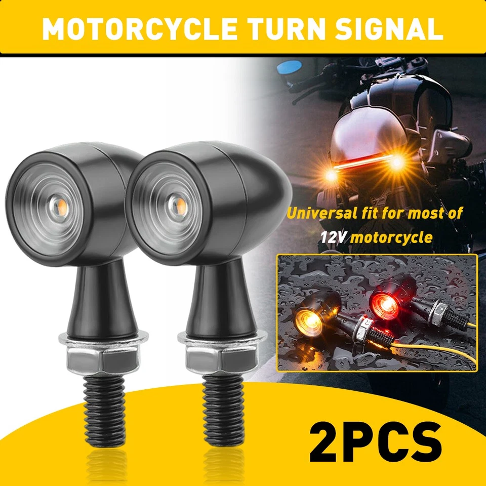 Luz intermitente LED negra para motocicleta para Honda BMW Big Dog Foto 2 de 4