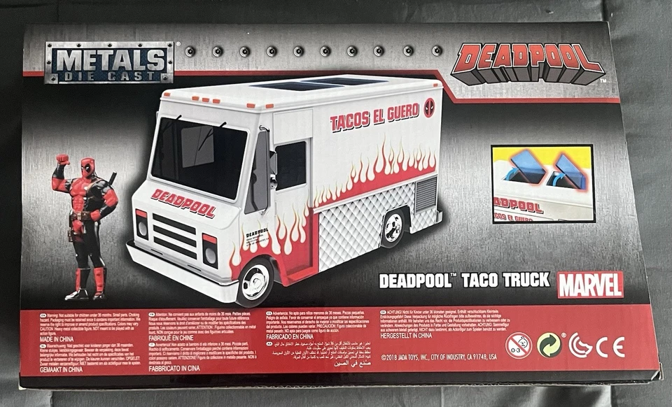 Camión de tacos Deadpool fundido a presión Marvel Metals con figura Deadpool nuevo en caja Foto 3 de 3