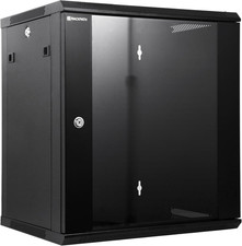 12U Wall Mount Network Rack Cabinet   Quiet Cooling Fan, Locking Glass Door, 17.