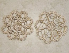 Vintage Seashell Trivet Doily Set Of 2 Nautical Beachy Made In Philippines