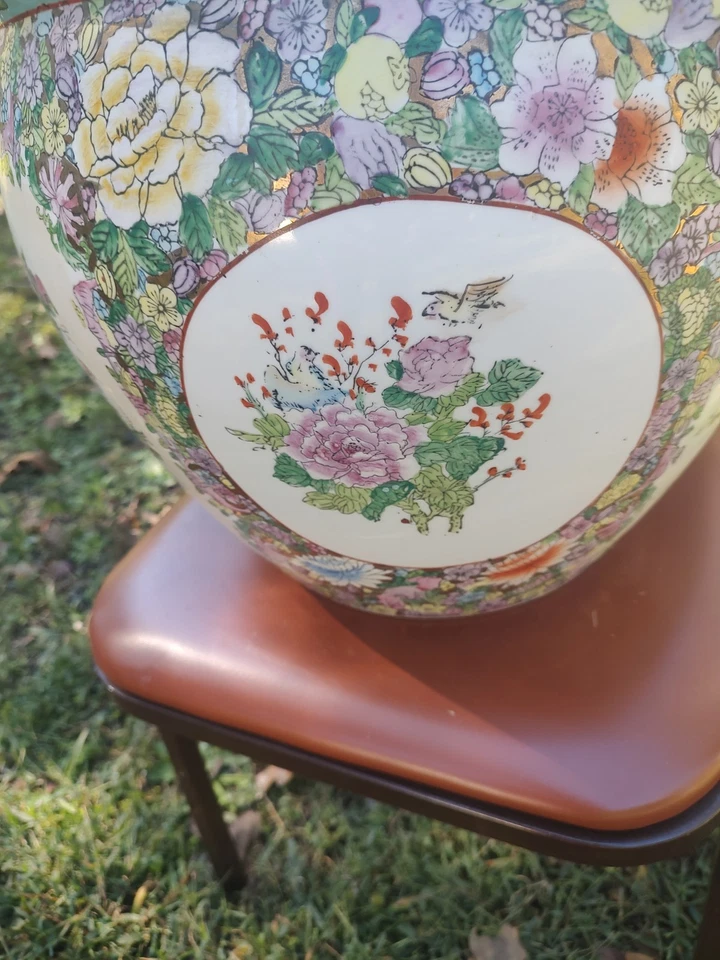 Maceta grande de porcelana asiática pecera 13 X 14 1/4 Foto 4 de 4