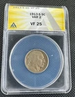 1913 S Buffalo Nickel 5c Type 2 Certified ANACS Coin Graded VF25