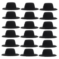20 PCS Miniature Doll Hats Mini Formal Hats Felt Black Top Western Hat Craft