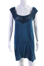 Marc Jacobs Womens Crochet Sleeveless Dress Blue Cotton Size Small
