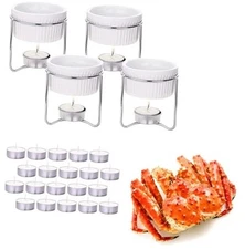  4 Pieces Butter Warmers,Butter Warmers For Seafood with 20 Pieces White Round