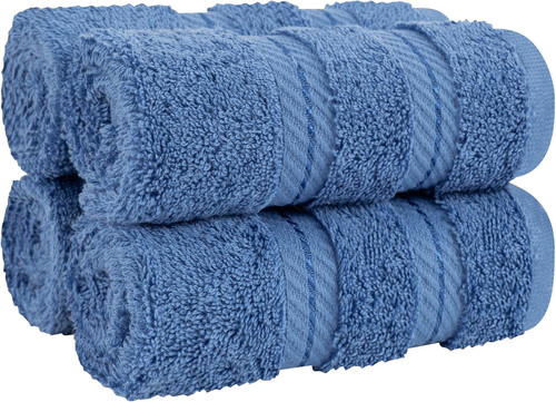 American Soft Linen Luxury Washcloths for Washcloth Set of 4, Electric Blue - Picture 1 of 9