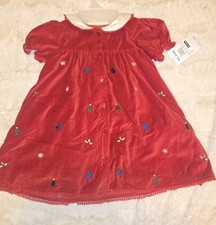 BT Dress Red Velvet Lace Embroidery Baby Girl 24 Mo Button Up NOS Christmas Vtg