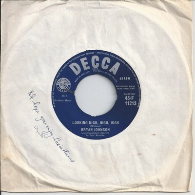 Bryan Johnson - Looking High, High, High 7'' 45rpm Vinyl Single 1960