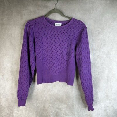 Musier Paris Pointelle Knit Crop Sweater In Purple Women's Size 36 XS