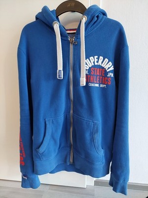 Super Dry Kapuzenpullover Blau Zip Hoodie Gr XL Top Zustand Herren Pullover
