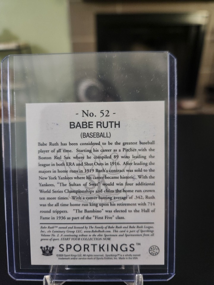 2020 Sport Kings Gum Babe Ruth #52 New York Yankees | eBay