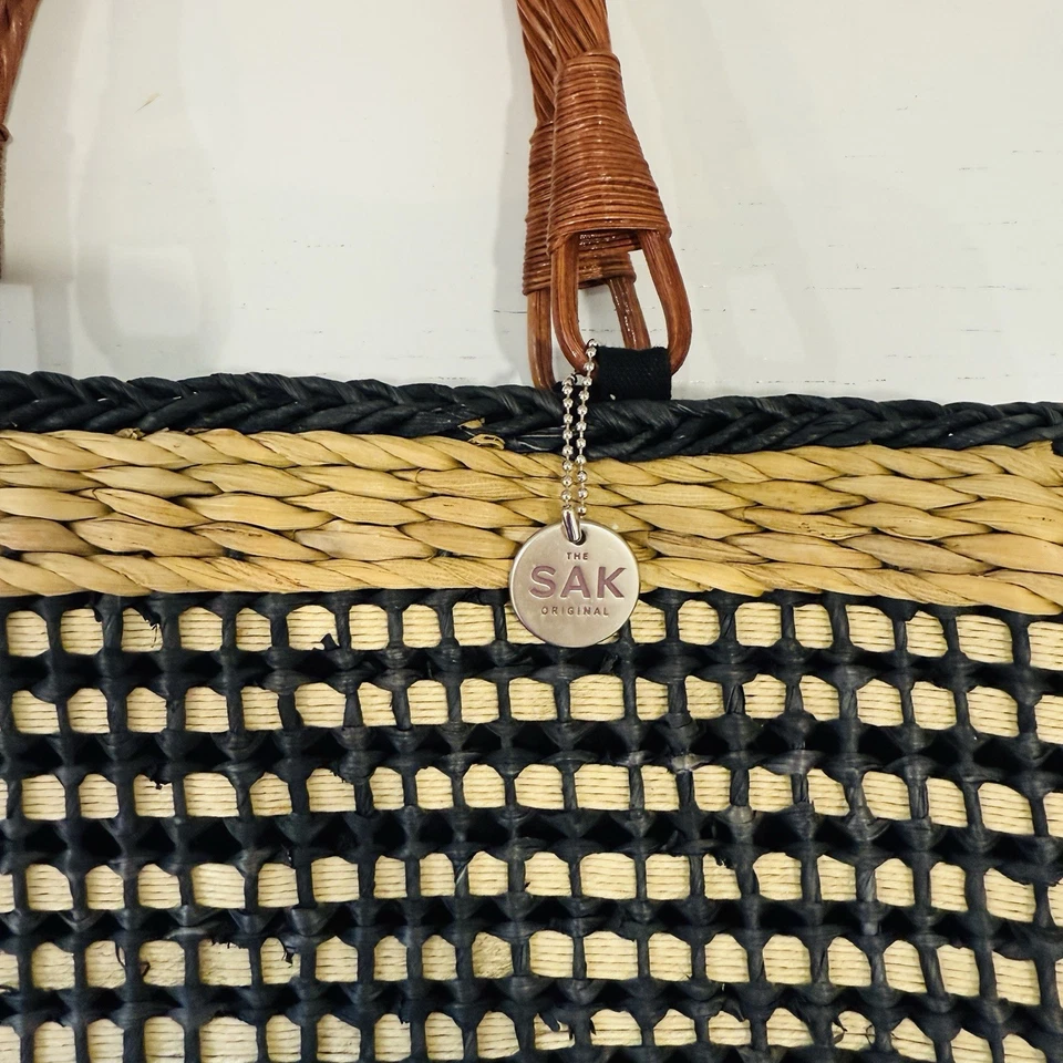 Bolso de Mano The Sak Tejido Paja Ratán Cáscara de Maíz Papel Paja Playa Vacaciones Foto 3 de 4