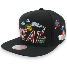 MENS MITCHELL & NESS NBA PSYCHEDELIC SNAPBACK HWC HEAT - BLACK