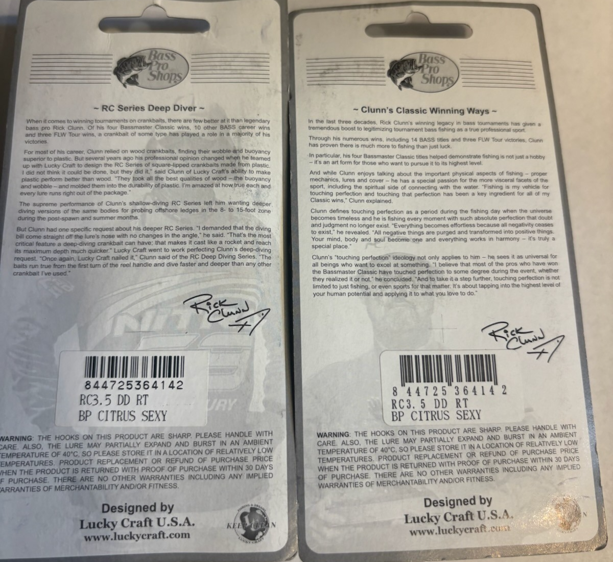 2 NEW Packs LUCKY CRAFT Discontinued RICK CLUNN RC 3.5 DD RT