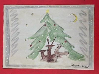 Ludwig Bemelmans (Handmade) Mixed media on paper Drawing signed & stamped