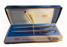 Cross Silver Lustrous Chrome Ball Pen Pencil Set 3501 Original Box 1975