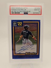 Ronald Acuna Jr. 2022 Panini Optic Blue & Gold Autographed Auto #12/12 PSA 10