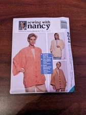 VTG McCalls 9244 Misses Loose Fitting Lined Jacket Sewing w/ Nancy SZ 8-22 UC FF