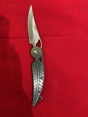 Silver/Black Leaf Frame Lock Folding Pocketknife SS Drop Point Plain Blade