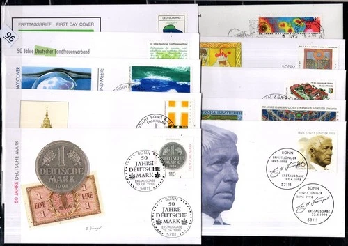 // GERMANY 1998 - 10 FDC - COINS, ART, ARCHITECTURE