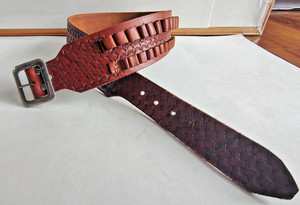 VTG Bucheimer 985 Tooled Leather Bullet Ammo Belt 39L 25 Unit
