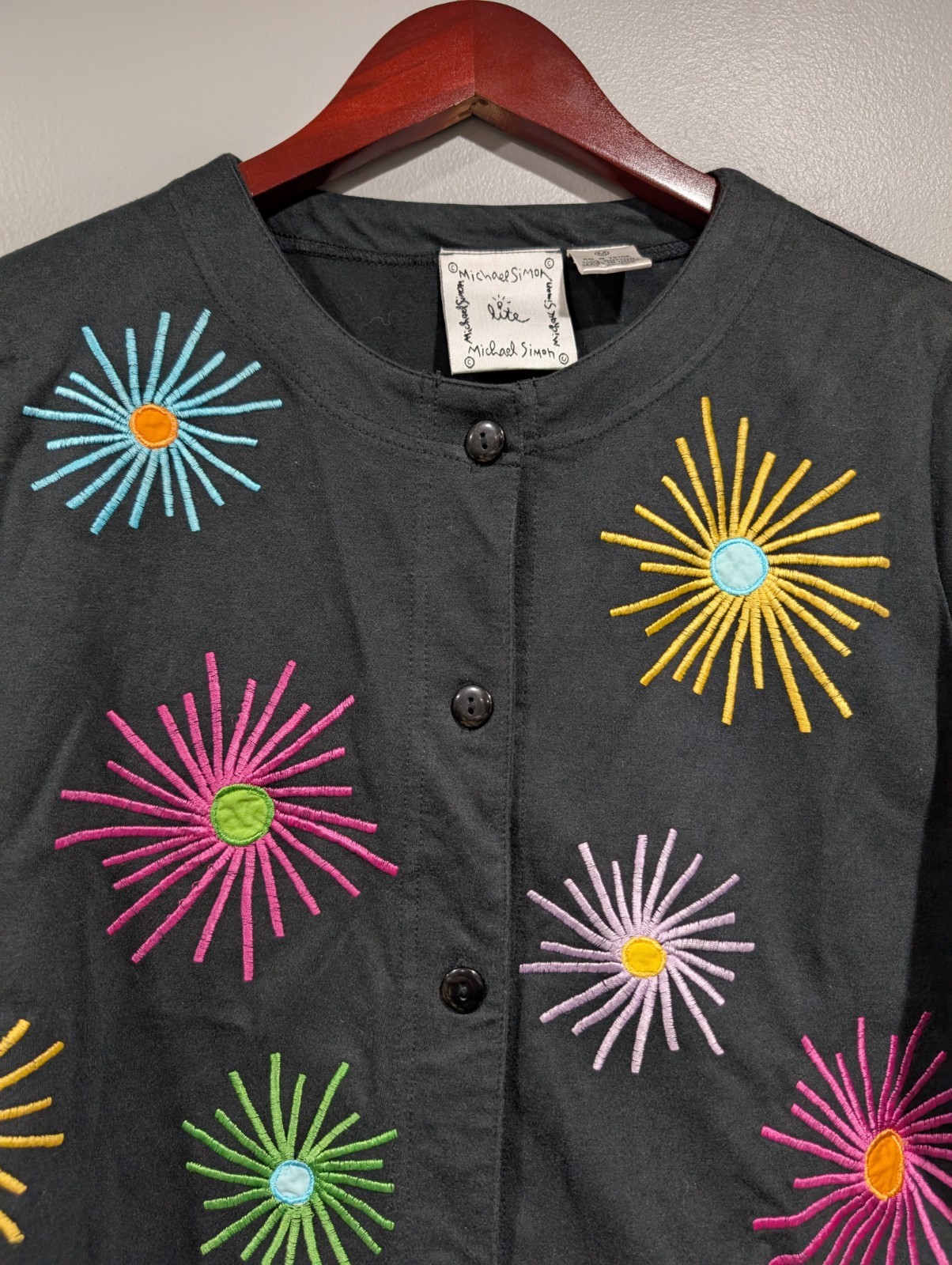 Michael Simon Embroidered Button Front Fireworks … - image 11