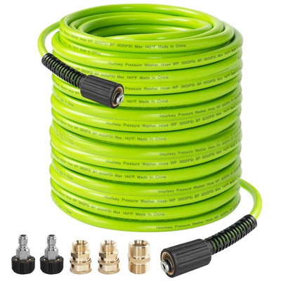 #ad Hourleey Pressure Washer Hose 50 FT 3600 PSI Flexible Kink 50FT Green $61.49