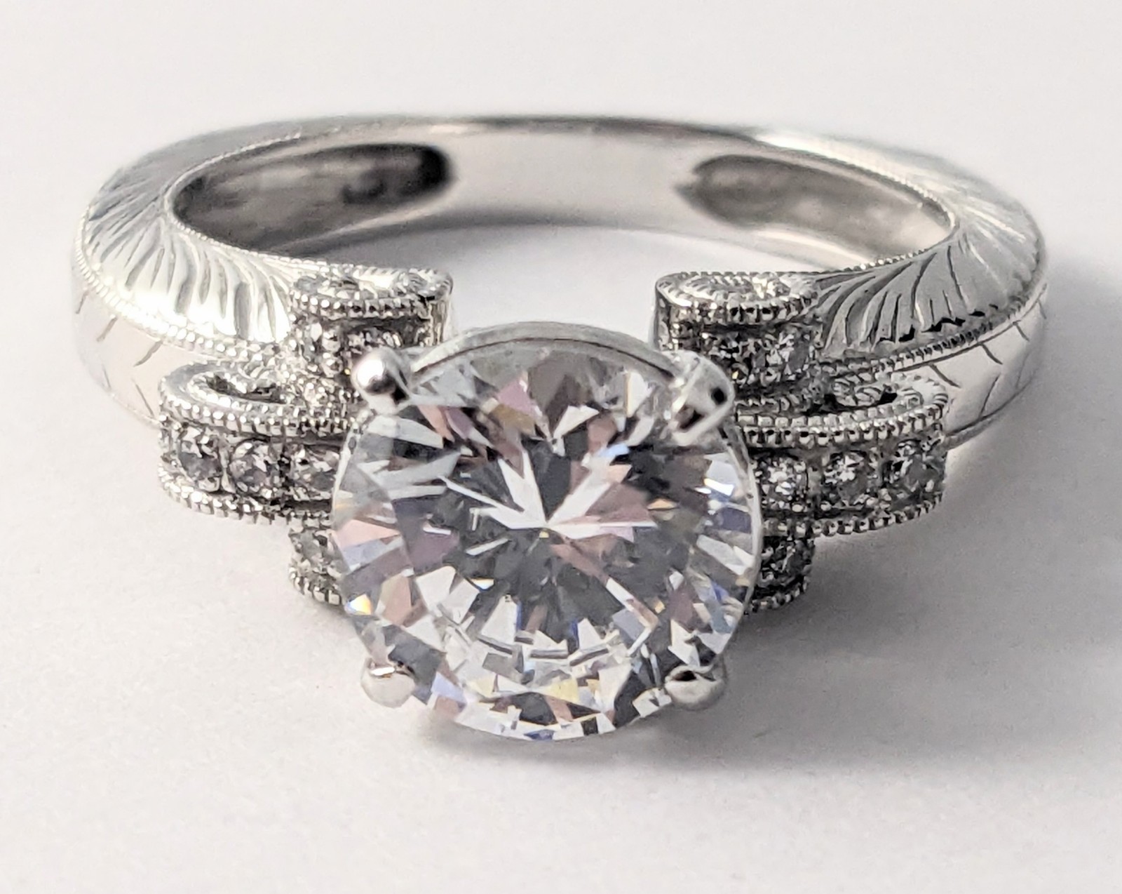 Solid Sterling Silver 9mm Round Cut Clear Stone B… - image 2