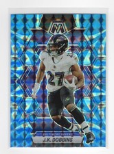 2023 Panini Mosaic JK Dobbins Blue Reactive Prizm #14 Baltimore Ravens